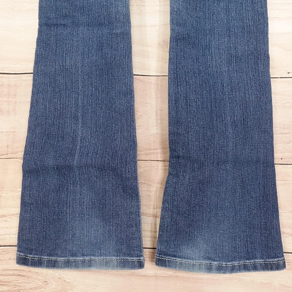 Miss Me Jeans Girls 10 Blue Bootcut Rhinestone Cross Back Pocket Stretch Denim